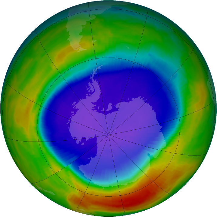 Antarctic ozone map for 21 September 1996